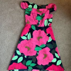 Off the Shoulder High-Low Cocktail Dress